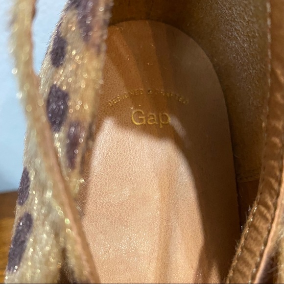 Gap Faux Fur Cheetah Ankle Strap Low Wedges Size 10 - Picture 4 of 8